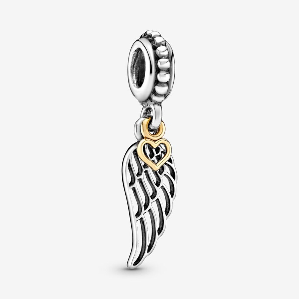 Pandora Angel Wing & Heart Dangle Charm
